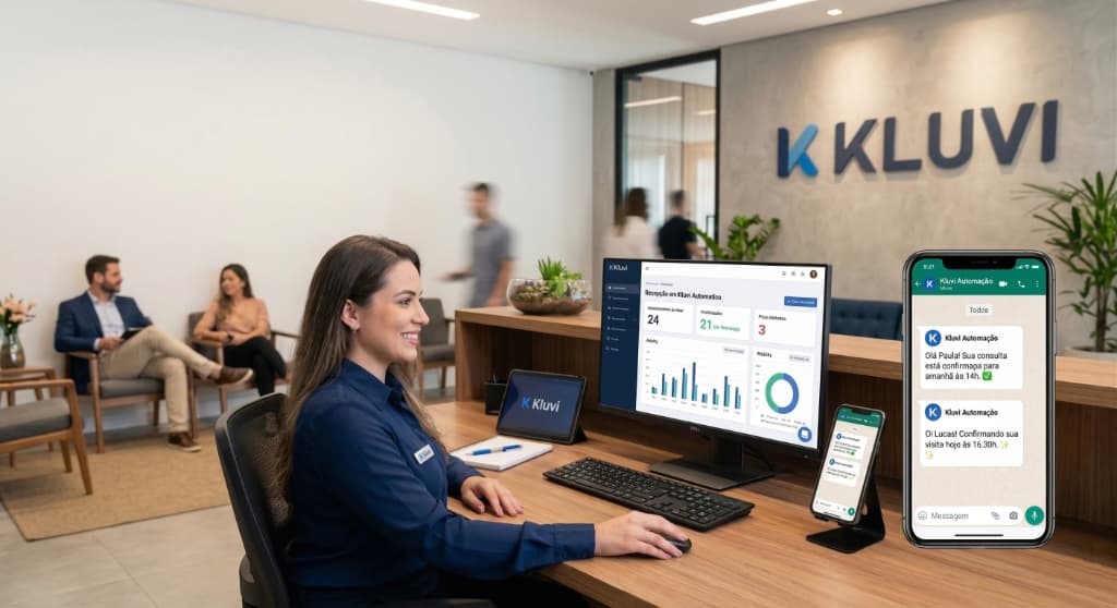 Dashboard de agendamentos Kluvi com notificações automáticas de WhatsApp